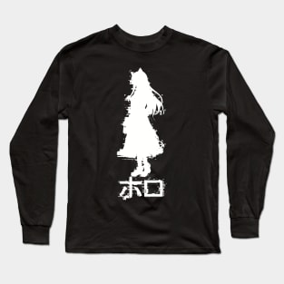 Cool Glitch Holo / The Wise Wolf of Yoitsu Horo from Spice and Wolf Merchant Meets the Wise Wolf or Ookami to Koushinryou Anime Girl Characters Black and White SAW-1 Long Sleeve T-Shirt